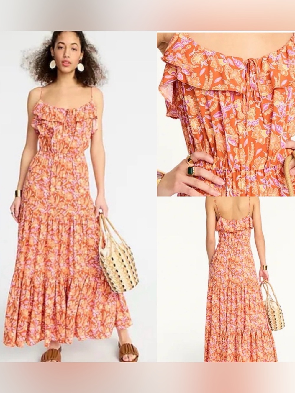 J.Crew Tiered Maxi Dress in Floral Print NWT sz M